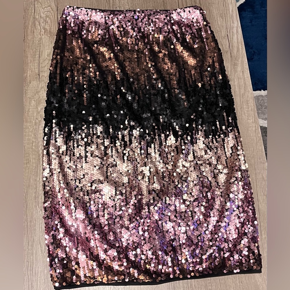 Skies are Blue Sequin Ombre Midi Skirt